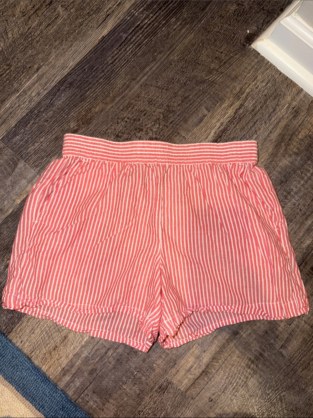Tommy Bahama Pink and White Striped High-Waist Shorts